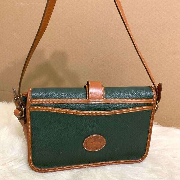 DOONEY & BOURKE Vintage All Weather Leather Green EQUESTRIAN Flap XBody R54 - Picture 3 of 16